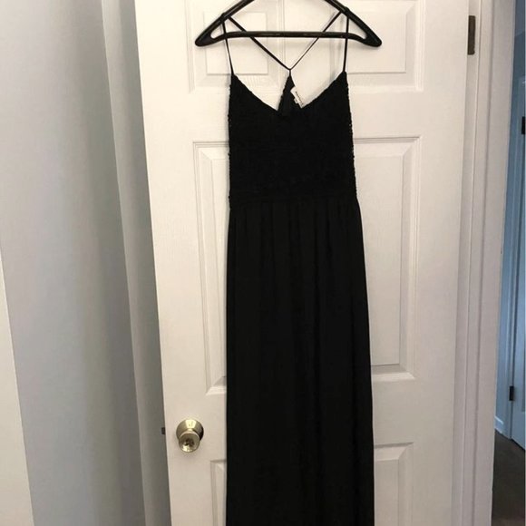 Monteau Dresses & Skirts - Size L Black Halter Gown w/ Lace Top